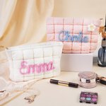 Personalised Multicolour Flower Lollipop Design Quilted Makeup Bag with Winding Name Travel Essential Birthday Gift for Women
