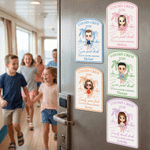 Personalized Cute Cruise Cartoon Character Palm Fridge Magnet with Title Name Text and Year Summer Travel Birthday Gift for Travel Lovers Woman Man