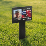 Personalized Veteran Photo American Flag Garden Memorial Plaque Grave Marker Memorial Day Independence Day Gift for Veterans Loss of Loved Ones