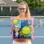 Personalised Cartoon Sport Character Design Soft Cushion Cover with Name Home Decor Game Day Team Gift for Tennis Pickleball Lover Player