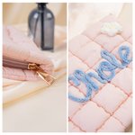 Personalised Multicolour Flower Lollipop Design Quilted Makeup Bag with Winding Name Travel Essential Birthday Gift for Women