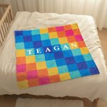 Gepersonaliseerde Pastel Rainbow Warme Fleece Deken met Naam Dagelijks Gebruik Verjaardag Verjaardag Baby Shower Gift voor Pasgeboren Moeder Grootmoeder
