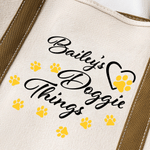 Personalized Multicolour Paw Print Canvas Tote Bag with Name Daily Use Anniversary Birthday Gift for Pet Lovers Owners