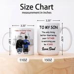 Personalised Father and Son Silhouette Ceramic Coffee Mug with Name Father's Day Birthday Gift for Dad Son