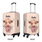 Personalizzato carino Highland mucca nascita fiore bagagli copertura protettiva si adatta 18-32 pollici valigia con nome viaggio accessori regalo di compleanno per le donne
