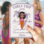 Personalized Cute Cruise Cartoon Character Palm Fridge Magnet with Title Name Text and Year Summer Travel Birthday Gift for Travel Lovers Woman Man
