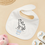 Babero de algodón 100% con diseño de animales personalizado para padres e hijos Traje de bebé a juego con el nombre Primer regalo de cumpleaños del Día del Padre para recién nacidos