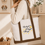 Personalized Multicolour Paw Print Canvas Tote Bag with Name Daily Use Anniversary Birthday Gift for Pet Lovers Owners