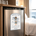 Personalized Cute Cruise Cartoon Character Palm Fridge Magnet with Title Name Text and Year Summer Travel Birthday Gift for Travel Lovers Woman Man