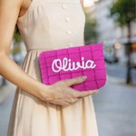 Personalised Multicolour Flower Lollipop Design Quilted Makeup Bag with Winding Name Travel Essential Birthday Gift for Women