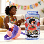 Personalised Cartoon Character Name 16 oz Kid's Water Bottle with Silicone Straw and Handle Juneteenth Gift for Black Boys Girls