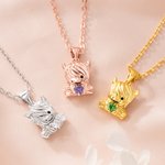 Personalized Highland Cow Love Birthstone Necklace Earrings Dainty Jewellery Daily Wear Birthday Gift for Women Highland Cow Lovers