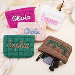 Personalised Multicolour Flower Lollipop Design Quilted Makeup Bag with Winding Name Travel Essential Birthday Gift for Women