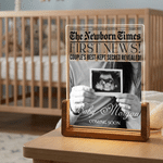 Personalisierte Vintage Zeitung Foto Acryl LED-Nachtlicht mit Namen ersten Vatertag Geburtstag Geschenk für neue Eltern