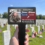 Personalized Veteran Photo American Flag Garden Memorial Plaque Grave Marker Memorial Day Independence Day Gift for Veterans Loss of Loved Ones