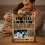 Personalisierte Vintage Zeitung Foto Acryl LED-Nachtlicht mit Namen ersten Vatertag Geburtstag Geschenk für neue Eltern