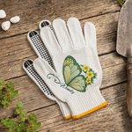 Personalised Birth Flower Butterfly Gardening Gloves with Name and Dotted Adhesive Gardening Protection Birthday Gift for Gardening Enthusiasts