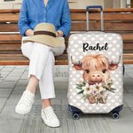 Personalizzato carino Highland mucca nascita fiore bagagli copertura protettiva si adatta 18-32 pollici valigia con nome viaggio accessori regalo di compleanno per le donne