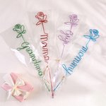 Henkilökohtainen Multi-Color Wire Rose otsikko Äitienpäivä Syntymäpäivä Vuosipäivä Lahja Äiti Isoäiti Isoäiti