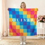 Gepersonaliseerde Pastel Rainbow Warme Fleece Deken met Naam Dagelijks Gebruik Verjaardag Verjaardag Baby Shower Gift voor Pasgeboren Moeder Grootmoeder