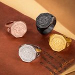 Anello personalizzato con pietre di nascita a monogramma retrò con nome inciso e nome della scuola Regalo di compleanno per laureati e compagni di classe