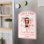Personalized Cute Cruise Cartoon Character Palm Fridge Magnet with Title Name Text and Year Summer Travel Birthday Gift for Travel Lovers Woman Man