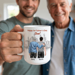 Personalised Father and Son Silhouette Ceramic Coffee Mug with Name Father's Day Birthday Gift for Dad Son