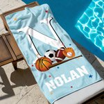 Personliga sportbollar Initial stjärna Snabbtorkande överdimensionerad strandhandduk med namn Strandfest Sommarsemestergåva för sportälskare Barn