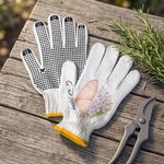 Personalised Birth Flower Butterfly Gardening Gloves with Name and Dotted Adhesive Gardening Protection Birthday Gift for Gardening Enthusiasts