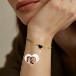 Braccialetto fotografico personalizzato con ali d'angelo e cuore attivato dal calore con testo inciso Regalo commemorativo di simpatia per donne che possiedono un animale domestico