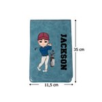 Personalisierte Scorekartenmappe mit Cartoon-Golfer-Motiv und Namen | PU-Leder | Scorekarte optional | Golfzubehör | Geschenk für Golfliebhaber