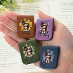 Personalized Cartoon Girl Horse Birth Flower Magnetic PU Leather Bookmark with Name Daily Use Library Bookish Birthday Gift for Girl Book Lover