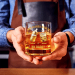 Personalized My Daddy Baby Bottle 10 oz Whiskey Glass with Names Daily Use Father's Day Gift for Dad Whiskey Drinker