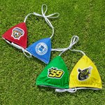Personalized College Team Logo Color-Blocking Triangle Bikini Top with Removable Padding Game Day Graduation Gift for Sports Fans College Girls