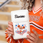 Personalized Multicolour Cheerleading Girl PU Leather Phone Wallet Crossbody Bag with Name Birthday Team Gift for Her