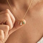 Personalized 1-7 Kids Pendant Necklace with Birthstone Dainty Jewelry Anniversary Birthday Gift for Mom Grandma