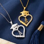 Collar Colgante Corazón de Graduación Personalizado con Inicial del Nombre y Año Delicada Joyería Regalo de Graduación para Graduados