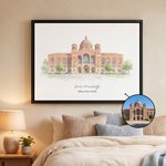Personalized Watercolor Style Campus Architecture Photo Canvas Prints Home Decor Ship from USA Graduation Gift for Graduates Alumni