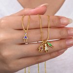 Personalized 1-7 Kids Pendant Necklace with Birthstone Dainty Jewelry Anniversary Birthday Gift for Mom Grandma
