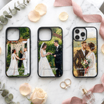Custodia per telefono personalizzata con ritratto di matrimonio in stile pittura a olio con testo e data Regalo di anniversario per le coppie di sposi