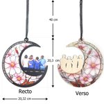Capteur de soleil en forme de lune personnalisé avec fleur de naissance et personnages de dessin animé - Cadeau de la fête des Mères pour les femmes
