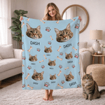Personalised Multicolor Pet Theme Soft Throw Photo Blanket with Name Room Decor Birthday Anniversary Gift for Pet Lovers
