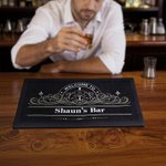 Personalised Retro Bar Mat Coaster Bottle Opener Set with Text and Year Bar Accessory Father's Day Birthday Gift for Bartender Cocktail Lover