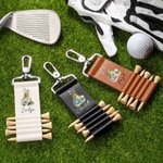 Personalized Watercolour Birth Flower PU Leather Golf Tee Holder Bag Tag with Name Daily Use Birthday Gift for Golf Lover