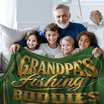 Personalised Fishing Rod Hook Fishing Buddies Soft Throw Blanket with Name Home Decor Father's Day Birthday Gift for Dad Grandpa Fishing Lover