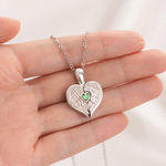 Personalized Angel Wing Heart Birthstone Necklace with Photo Anniversary Birthday Gift for Mom Wife