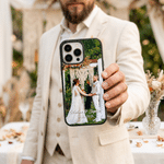 Custodia per telefono personalizzata con ritratto di matrimonio in stile pittura a olio con testo e data Regalo di anniversario per le coppie di sposi