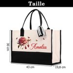 Fourre-tout ou trousse personnalisé avec nom pierre de naissance et fleur de naissance - Cadeau de la fête des Mères pour maman et grand-mère