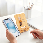 Personalized Cartoon Professional Character Bamboo Wooden Phone Stand Ipad Holder with Name and Initial Desk Decor Gift for Colleague Friend