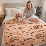 Personalised Multicolor Pet Theme Soft Throw Photo Blanket with Name Room Decor Birthday Anniversary Gift for Pet Lovers